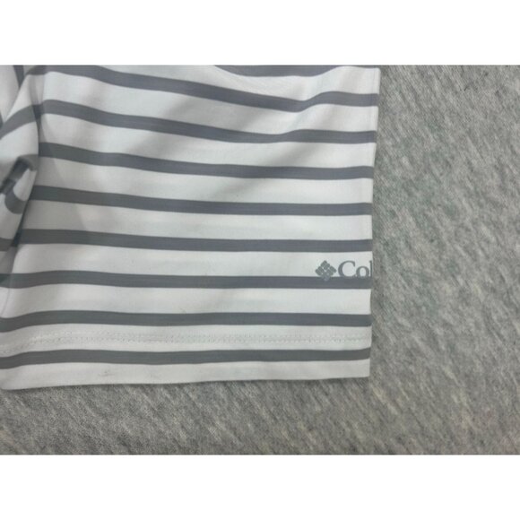 Columbia Golf Polo Shirt Men's Size XL White Gray Striped Causal Short Sleeve - Picture 4 of 7